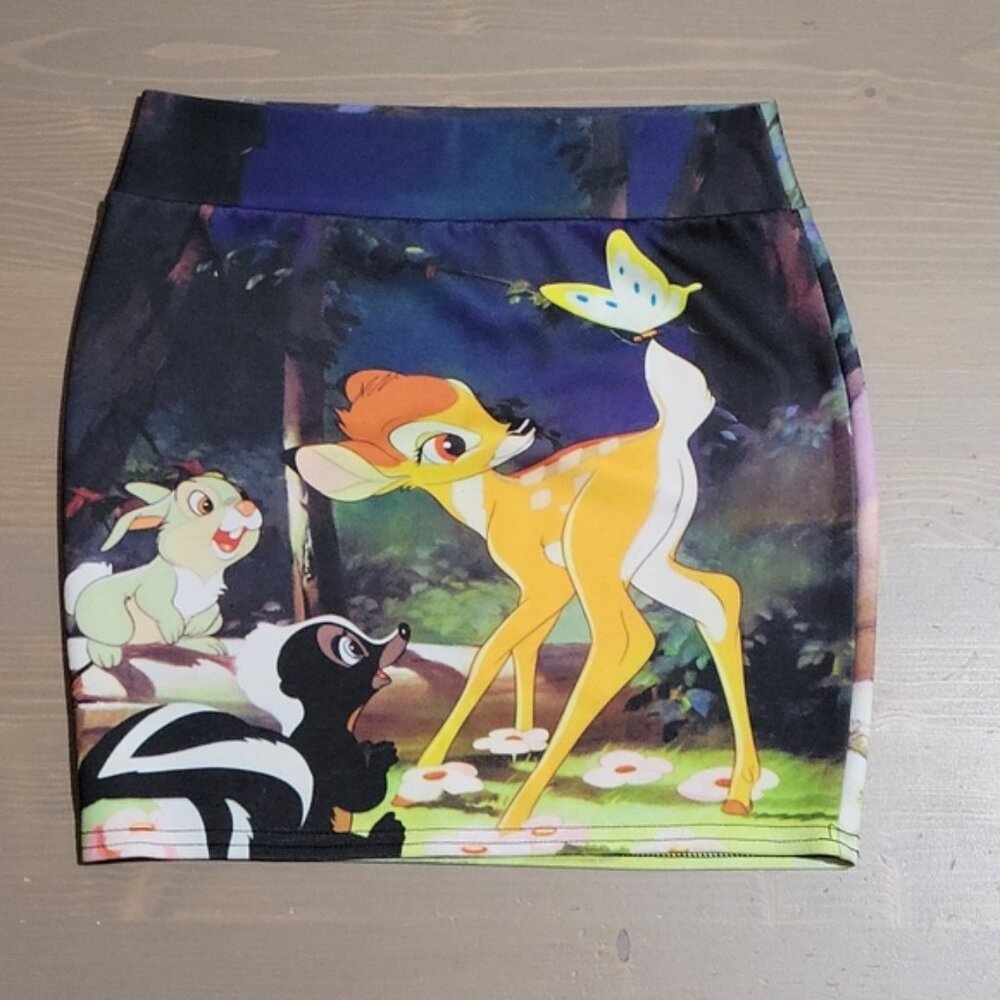 Disney Bambi Thumper Flower Pencil Tube Mini Skirt Size Small